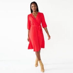 Red wrap dress